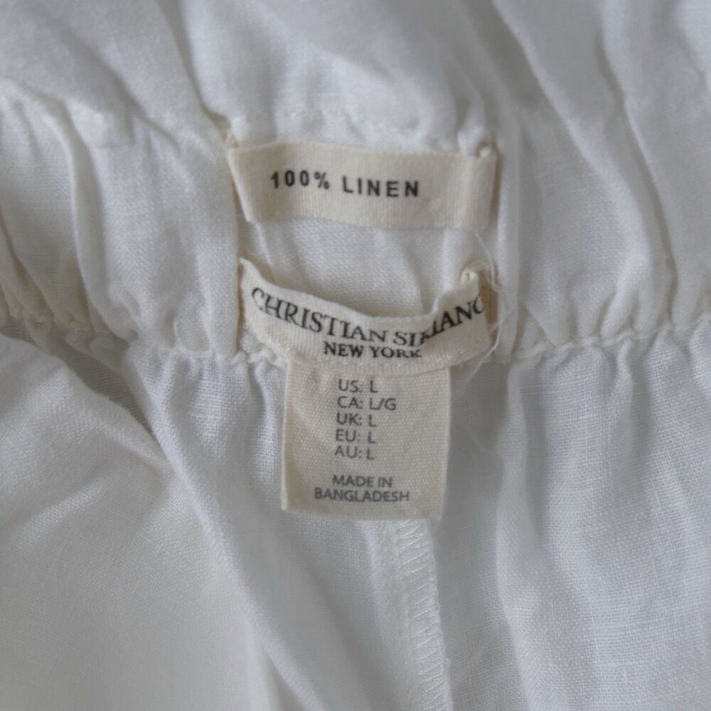 Christian Siriano NY 100% Coastal Linen Skort Women’s L White Bow Elastic Waist - Picture 3 of 5